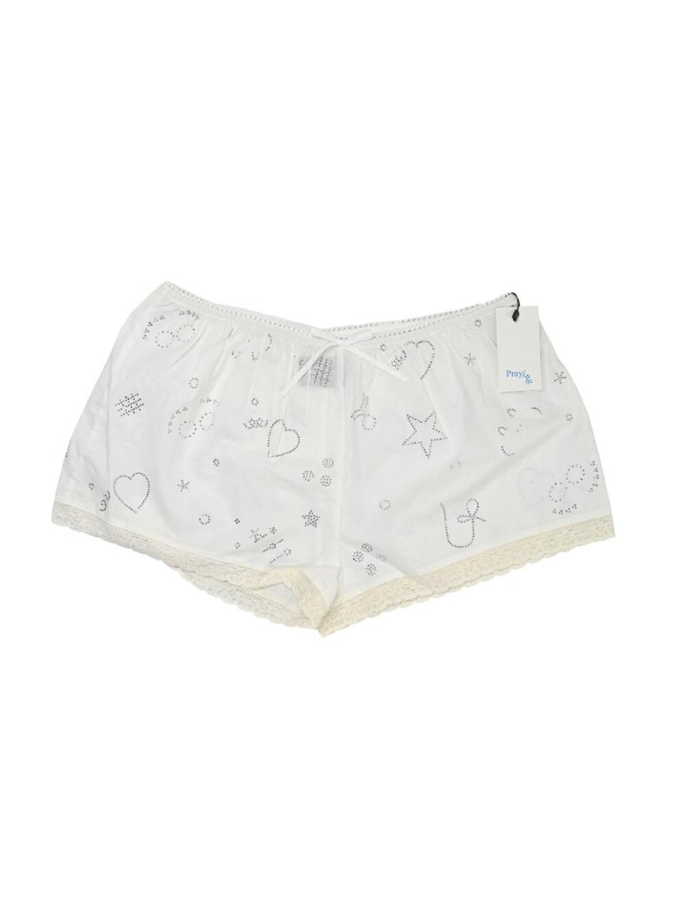 Praying Diamante-Embellished Cotton Shorts in White